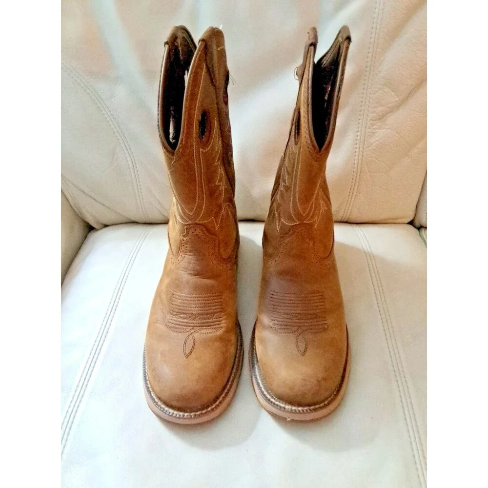 Tony Lama Mens 9D Boots River Tumbleweed Water Buffalo 11” Work Brown RR3370